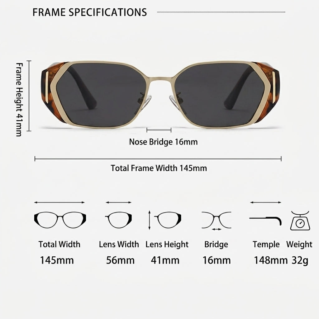 Prescription Sunglasses, Retro Hexagon Two-Tone Frames