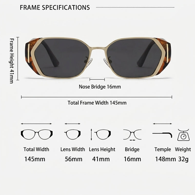 Prescription Sunglasses, Retro Hexagon Two-Tone Frames