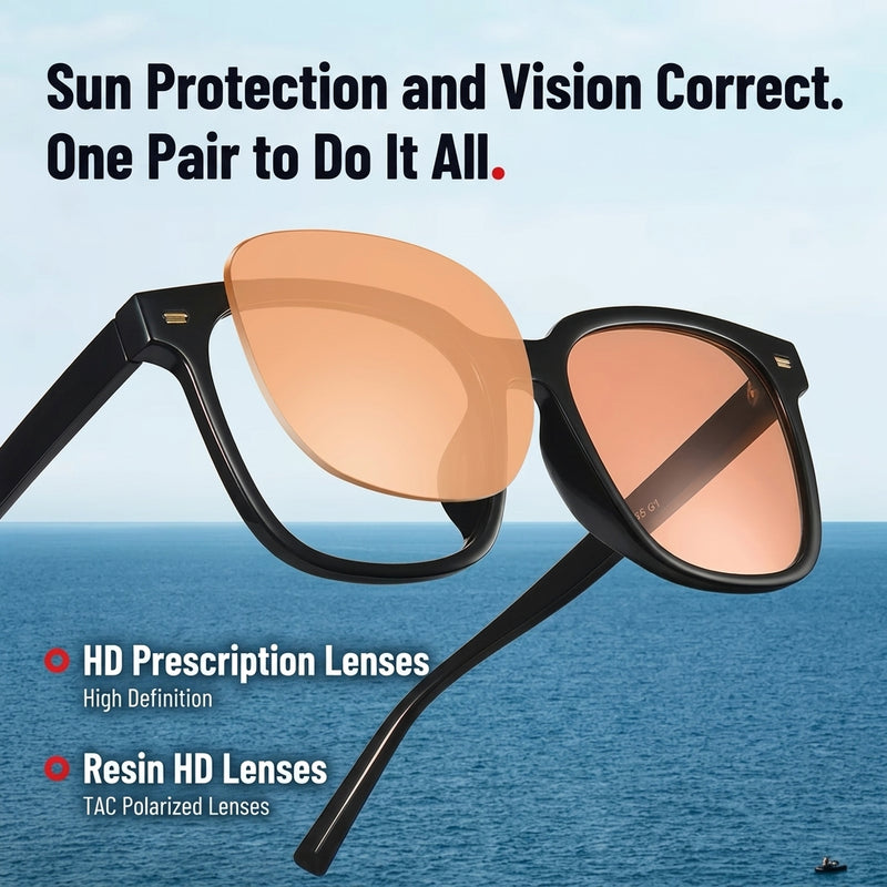 Prescription Sunglasses, Minimalist Square Light TR90 Shades