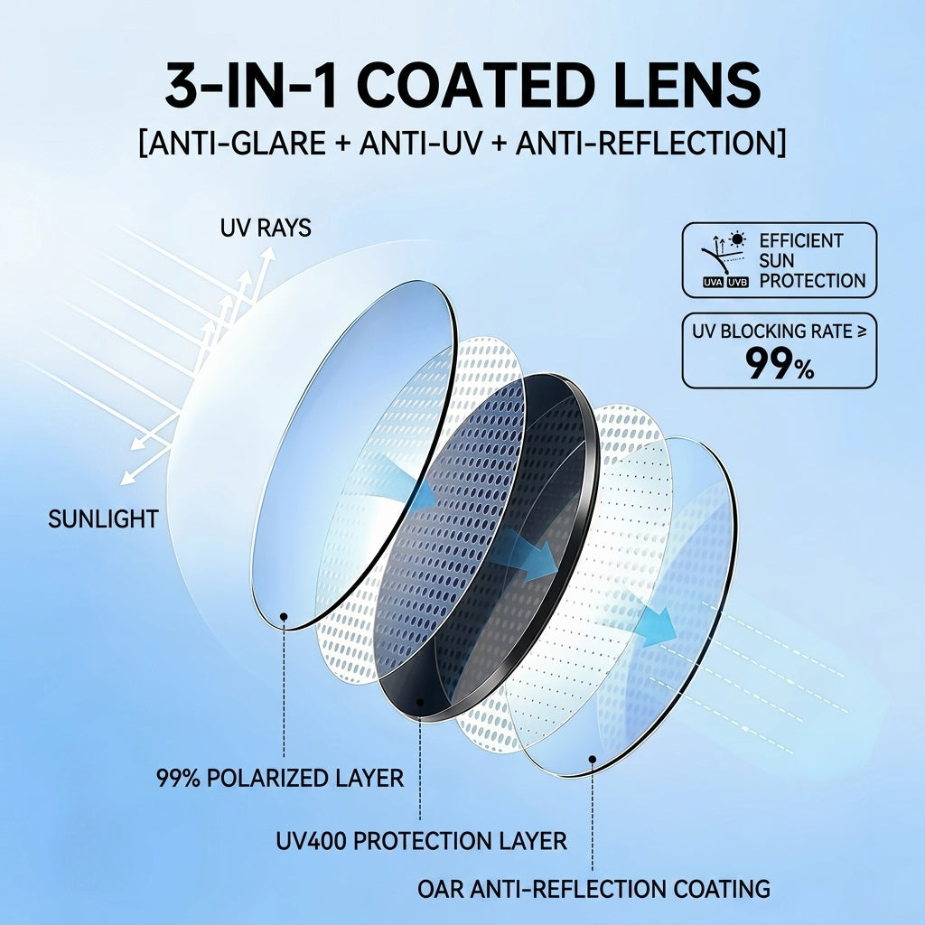 Prescription Sunglasses, Minimalist Square Light TR90 Shades