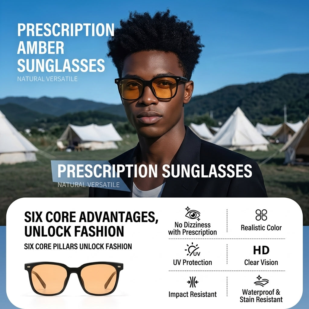 Prescription Sunglasses, Minimalist Square Light TR90 Shades