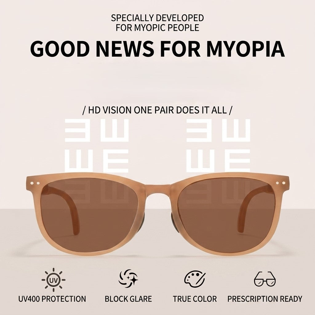 Prescription Sunglasses, Foldable Light Square TR90 Shades