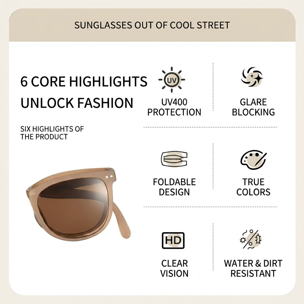 Prescription Sunglasses, Foldable Light Square TR90 Shades