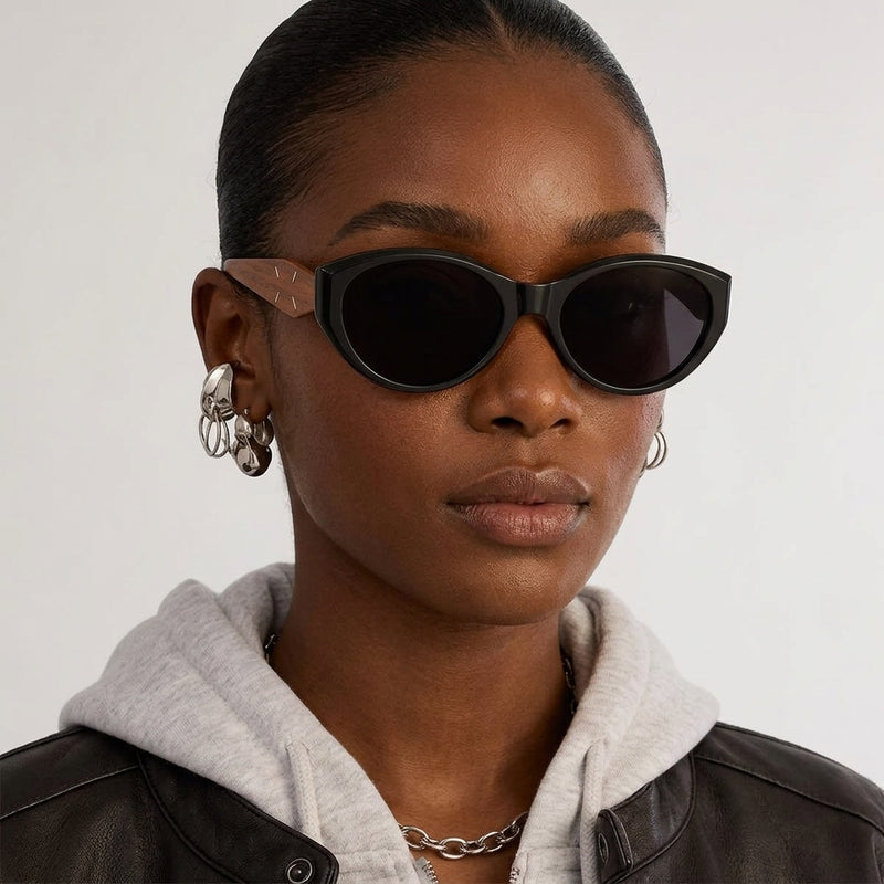 Prescription Sunglasses, Vintage Cat Eye Wood Grain Frames
