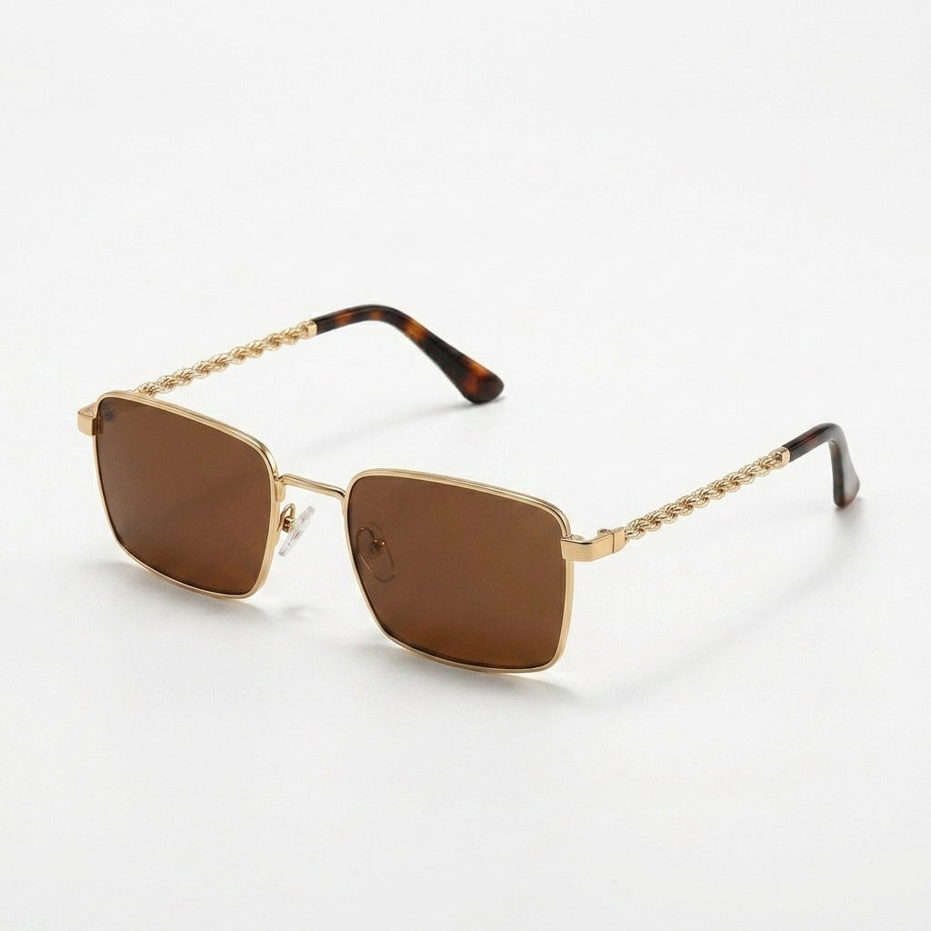 Prescription Sunglasses | Vintage Twisted Rope Temple Square Metal