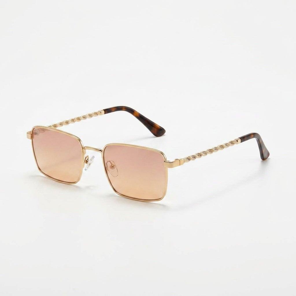 Prescription Sunglasses | Vintage Twisted Rope Temple Square Metal