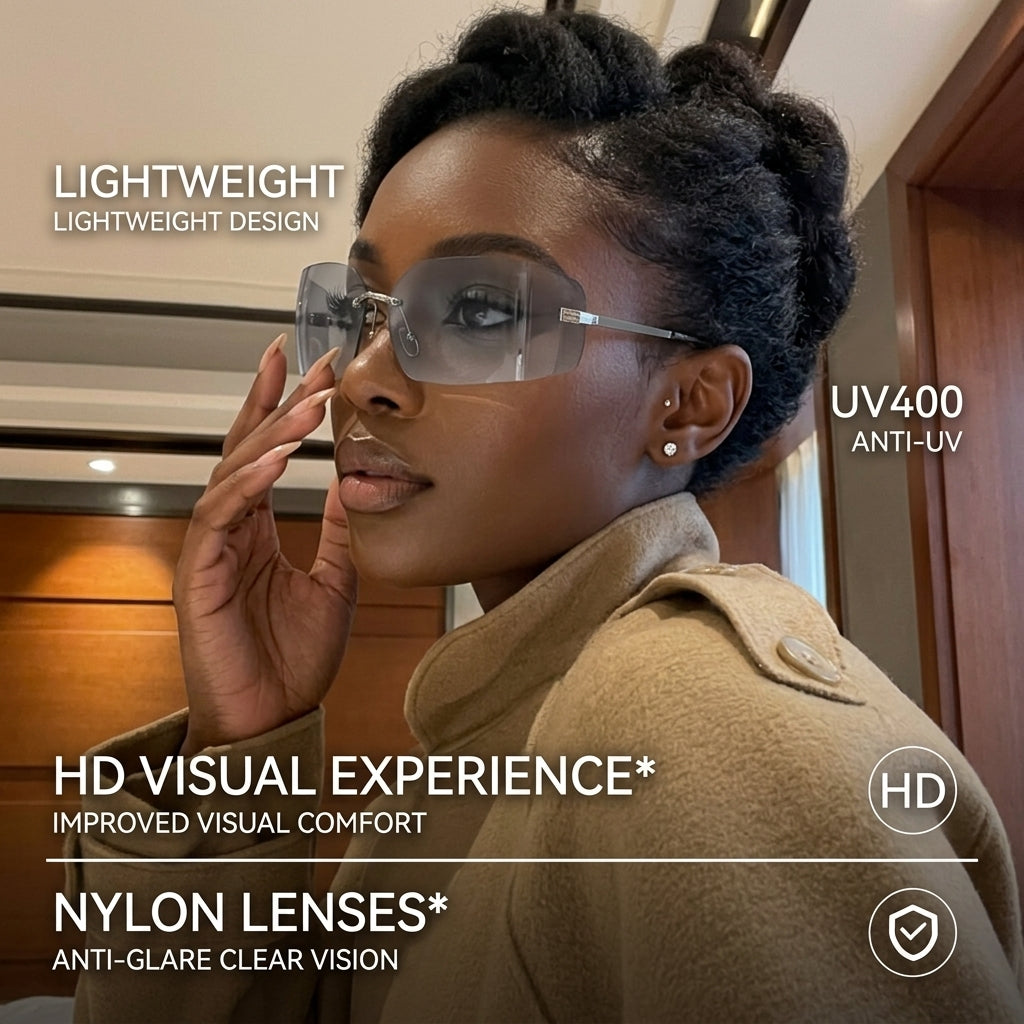 Sunglasses, Rimless Wrap-Around Nylon