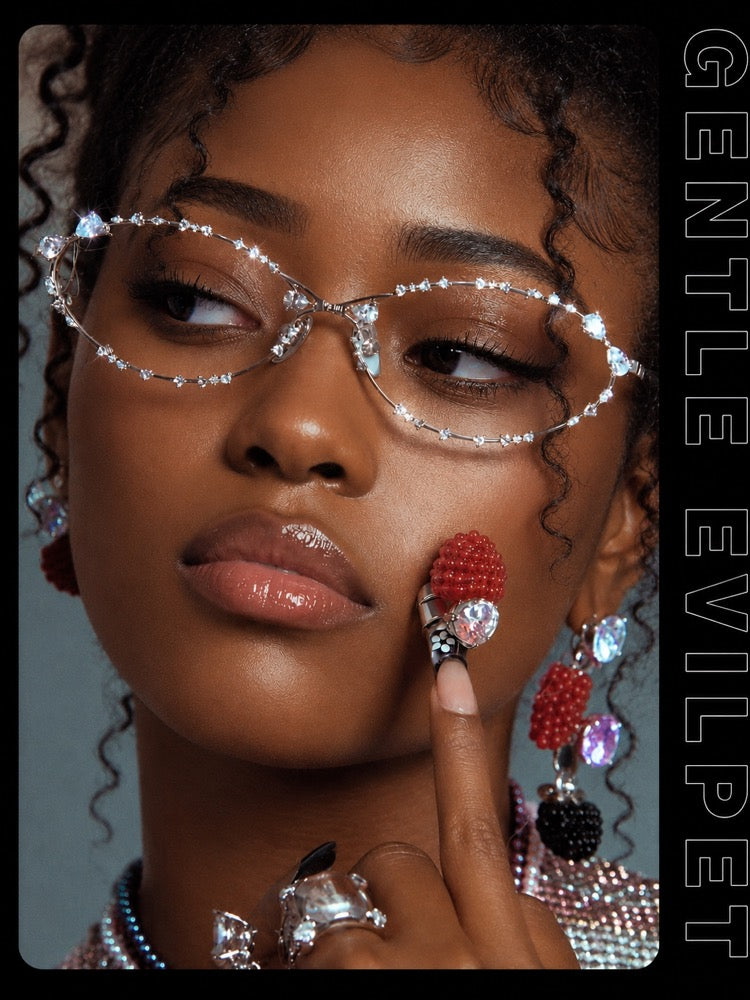 Prescription Glasses | Lightweight Oval Titanium Rhinestone Frame
