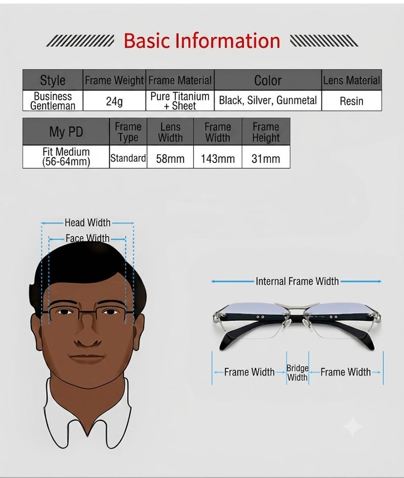 Prescription Glasses | Rimless Titanium Business Glasses