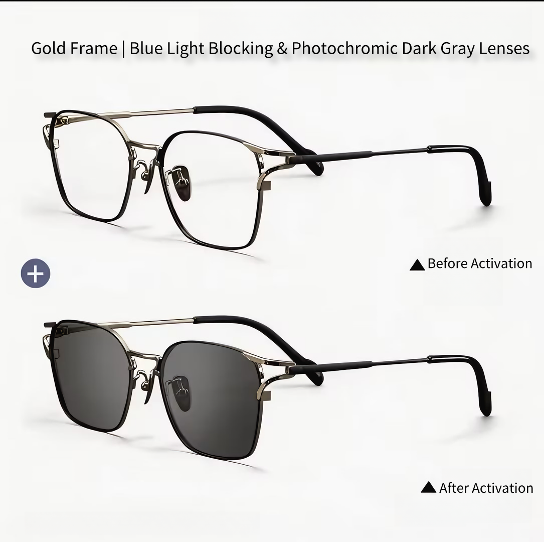 Prescription Glasses｜Photochromic Lenses, 3 Metal Frame Colors Optional