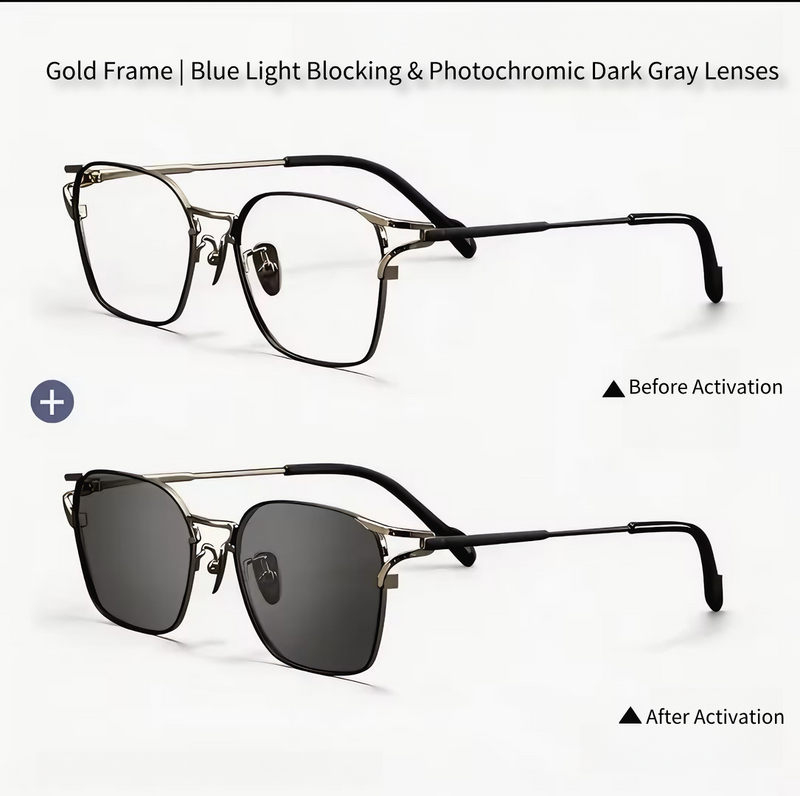 Prescription Glasses｜Photochromic Lenses, 3 Metal Frame Colors Optional