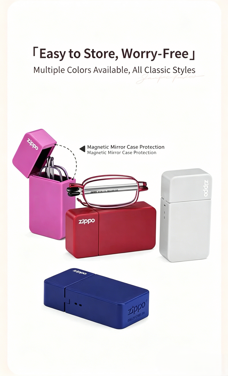 Foldable Anti Blue Light Prescription Reading Glasses with Magnetic Case