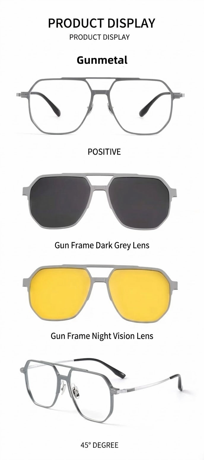 Prescription Eyeglasses | 10g Ultra-Light Titanium Alloy Magnetic Clip-On Frame