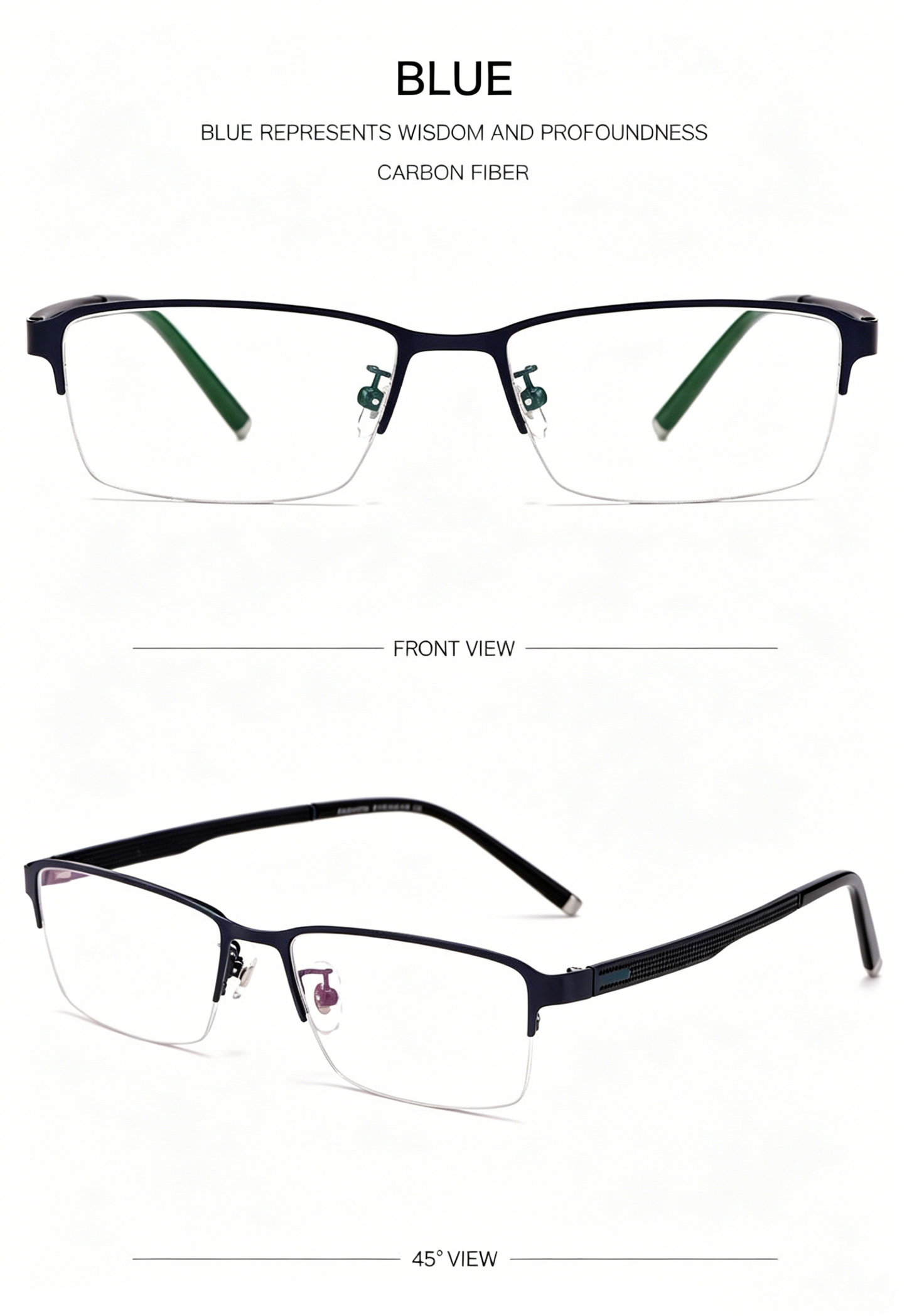 Men 12g Ultra Light Half Rim TR Alloy Optical Frame, Rx Ready