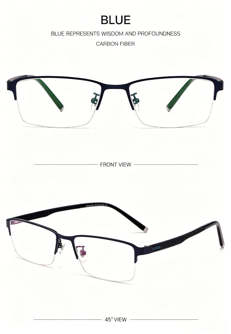 Men 12g Ultra Light Half Rim TR Alloy Optical Frame, Rx Ready