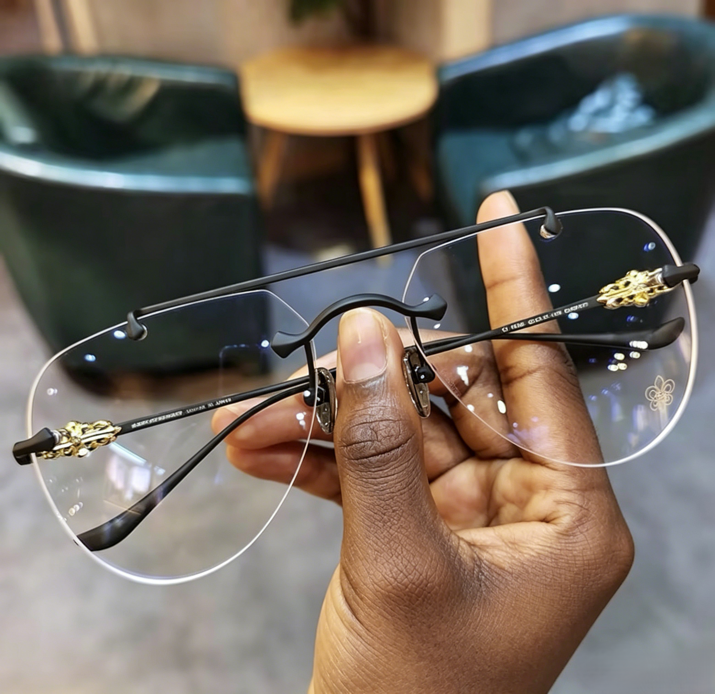 Prescription Glasses, Rimless Double Bridge
