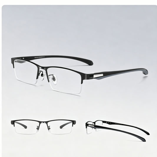 Men Pure Titanium Business Eyeglasses Half Rim Prescription Available