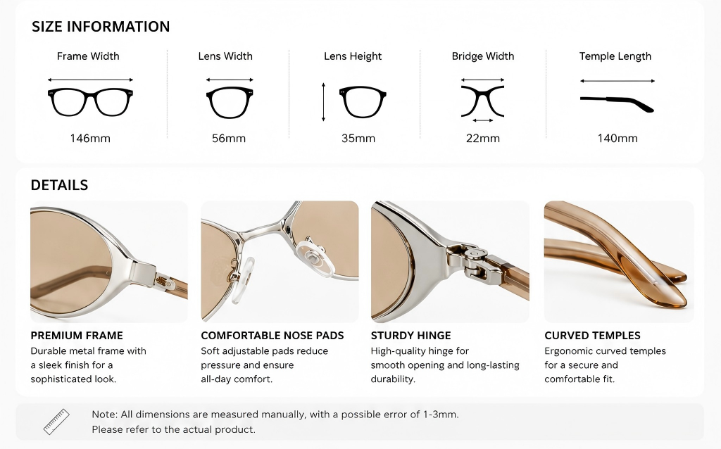 Prescription Women’s Sunglasses | Cat Eye Oval Slim Frame Retro Style