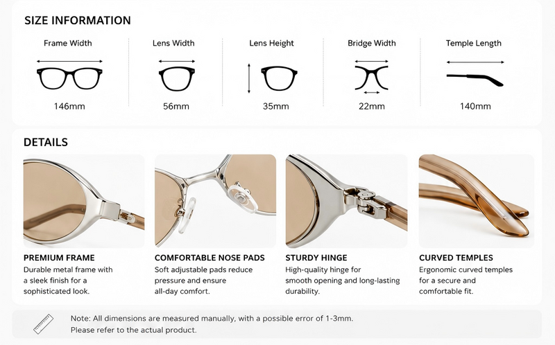 Prescription Women’s Sunglasses | Cat Eye Oval Slim Frame Retro Style