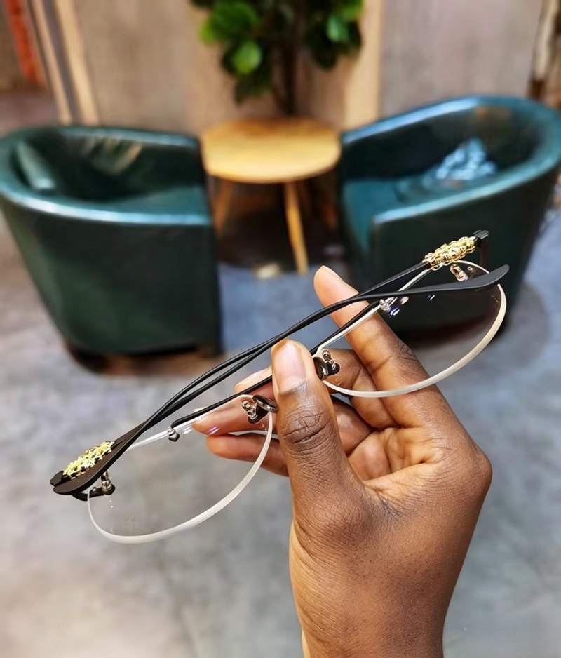 Prescription Glasses, Rimless Double Bridge
