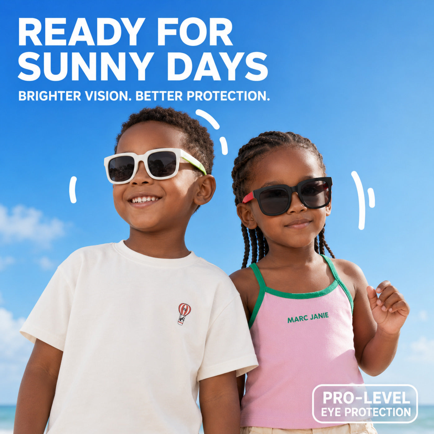 Kids Sunglasses, UV400 Protective Outdoor Sunshade Frame