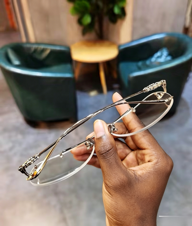 Prescription Glasses, Rimless Double Bridge