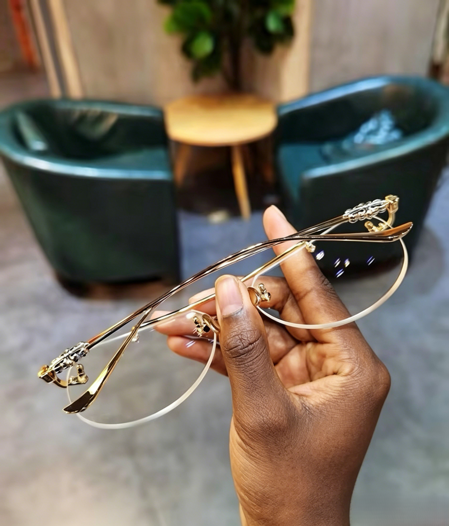 Prescription Glasses, Rimless Double Bridge
