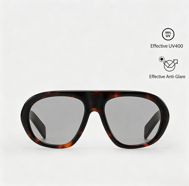 Prescription Sunglasses | Retro Single Bridge Pilot Oval Frame