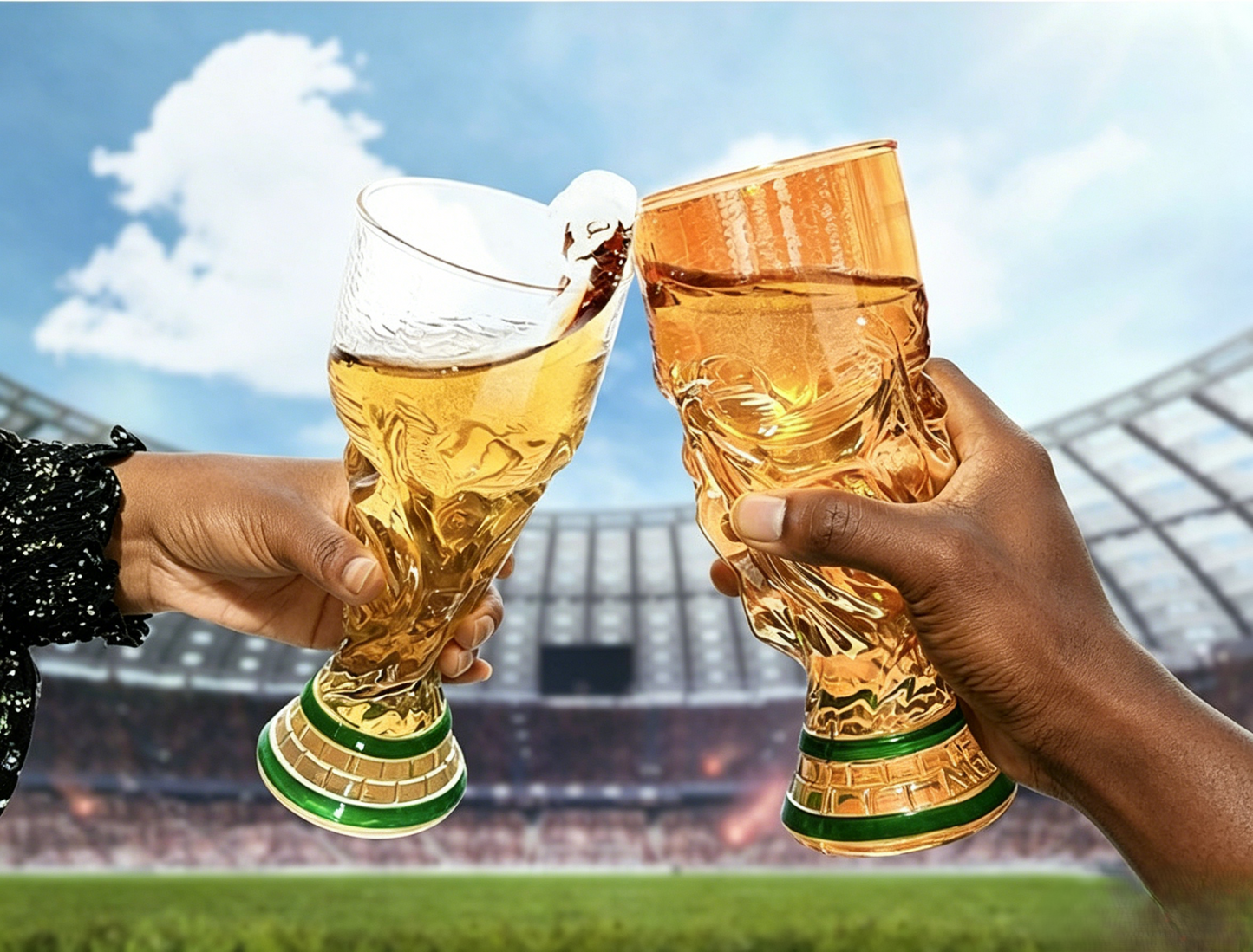 World Cup Trophy Shaped Beer Glass 500ml Borosilicate Glass Set of 2