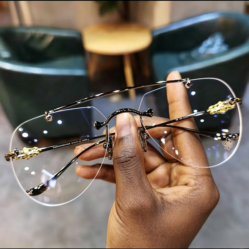 Prescription Glasses, Rimless Double Bridge
