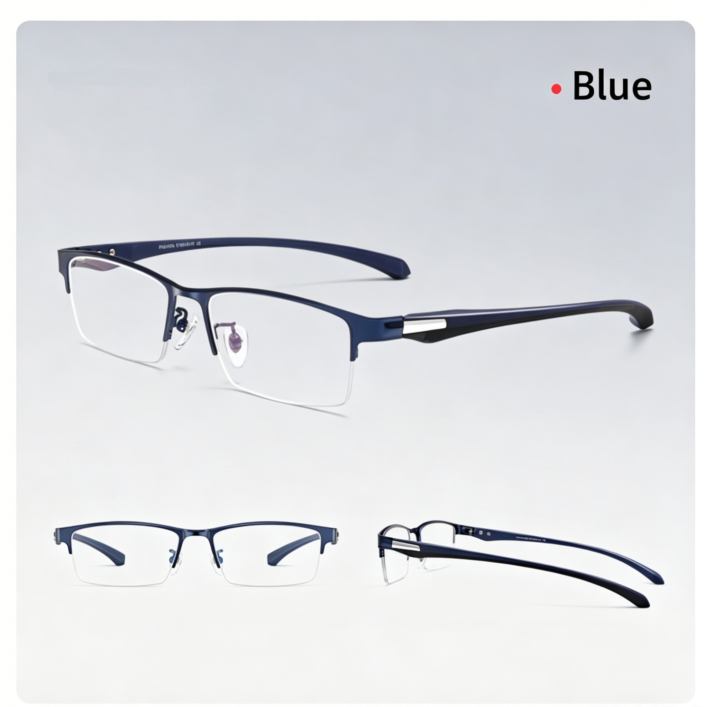 Men Pure Titanium Business Eyeglasses Half Rim Prescription Available