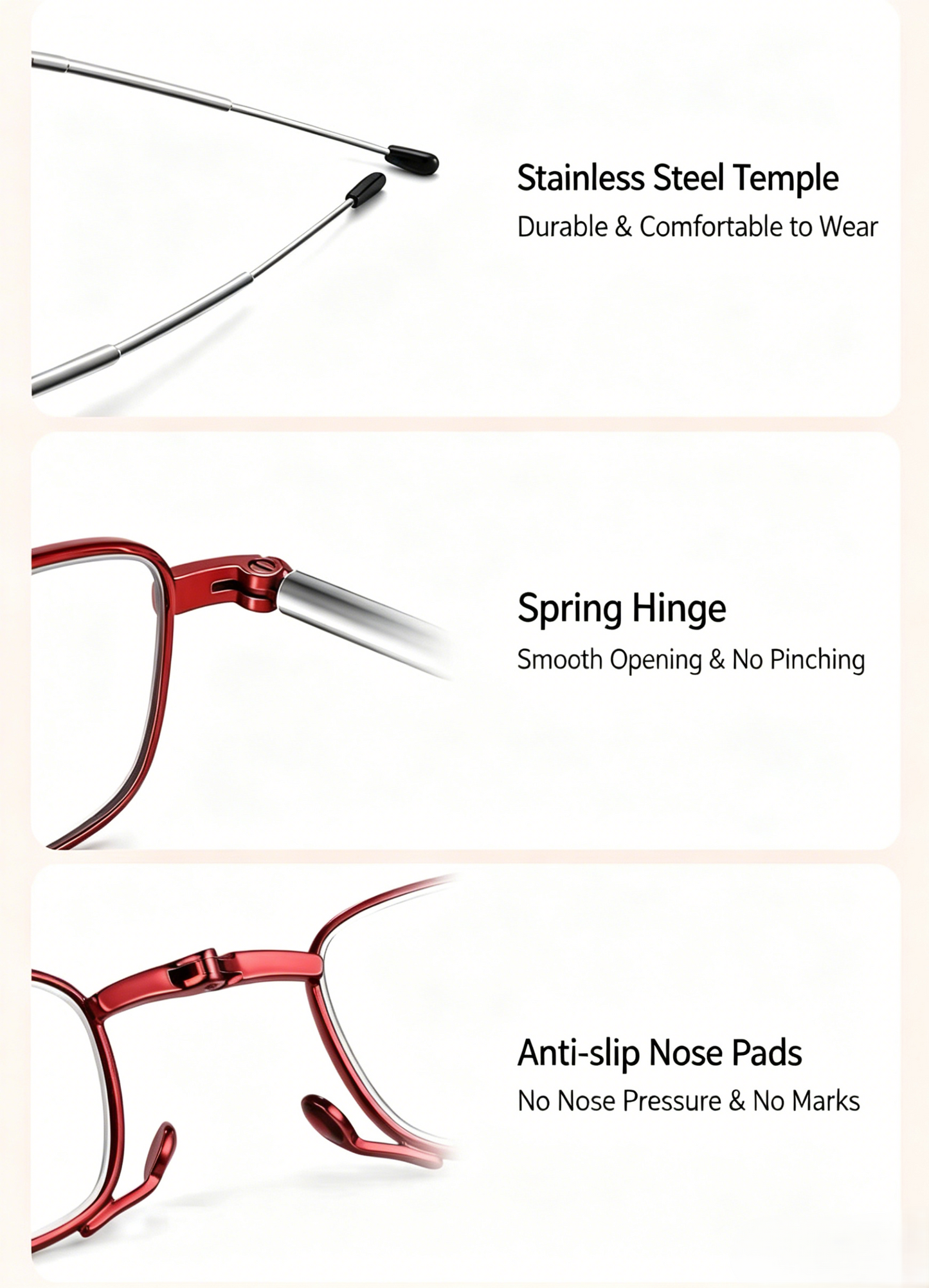 Foldable Anti Blue Light Prescription Reading Glasses with Magnetic Case