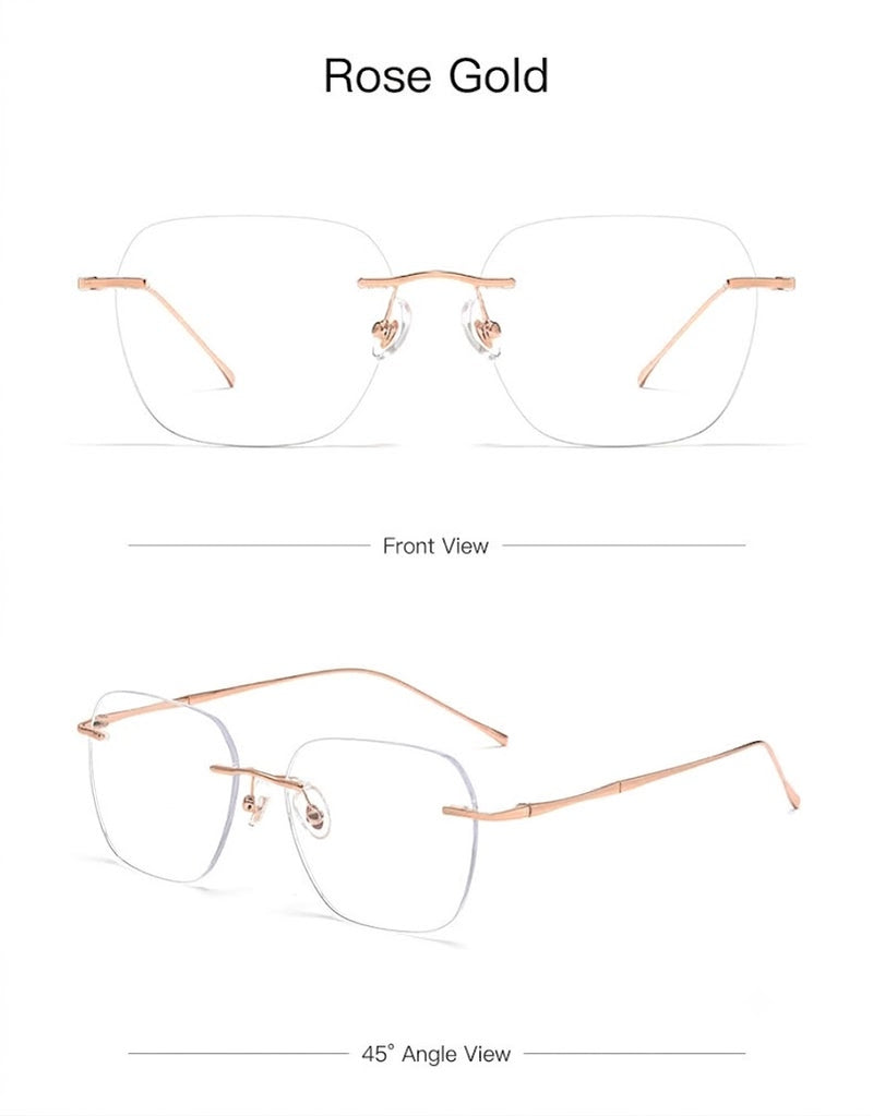 Prescription Eyeglasses | 6g Ultra-Light Rimless Glasses with Pure Titanium Frame