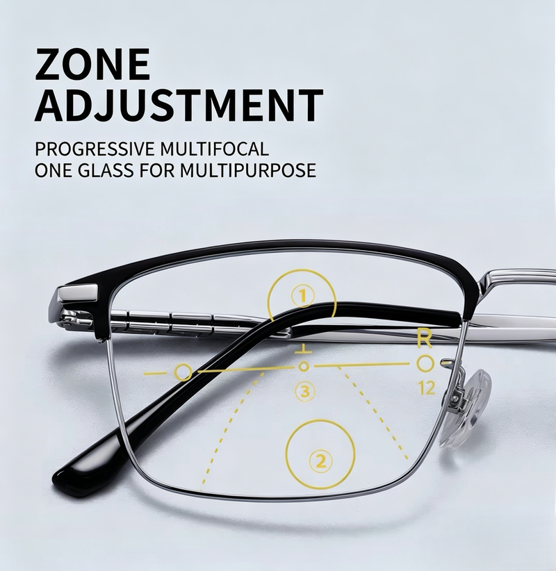 Progressive Multifocal Prescription Reading Glasses for Distance, Intermediate & Near Vision