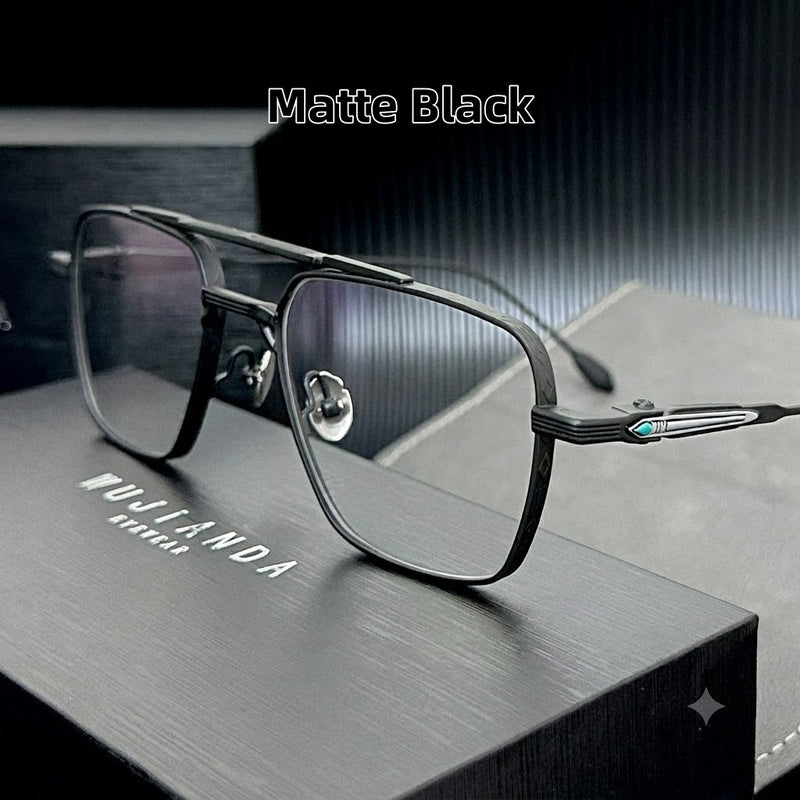 Prescription Glasses | Large Titanium Square Frame for Wide Faces