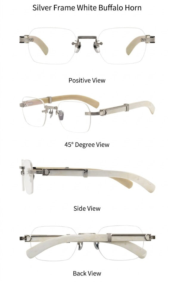 Prescription Glasses | Rimless Buffalo Horn Business Frame