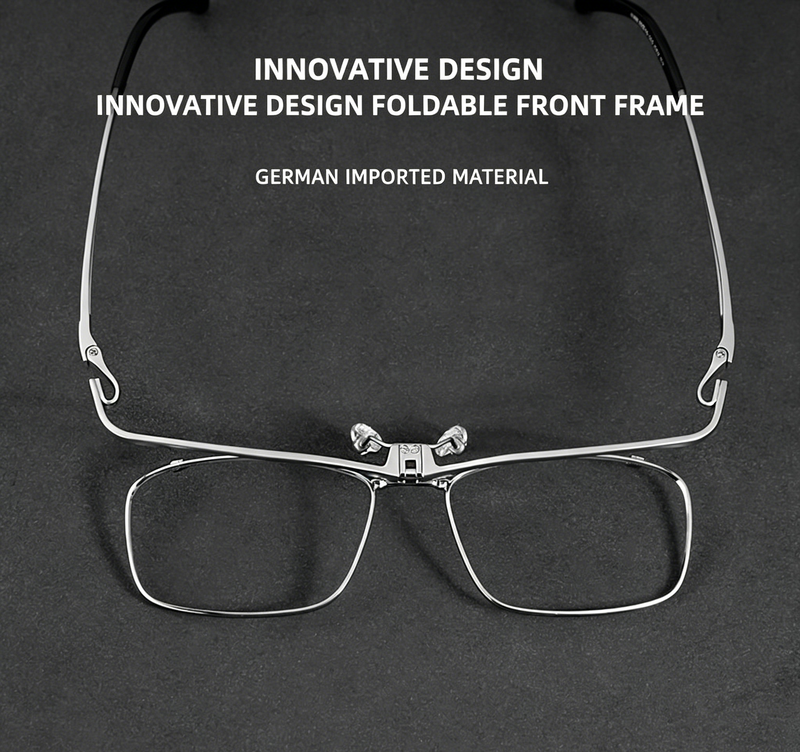 Men Foldable Pure Titanium Rx Glasses, Office Anti Blue Light Resin Lenses, 4 Color Options