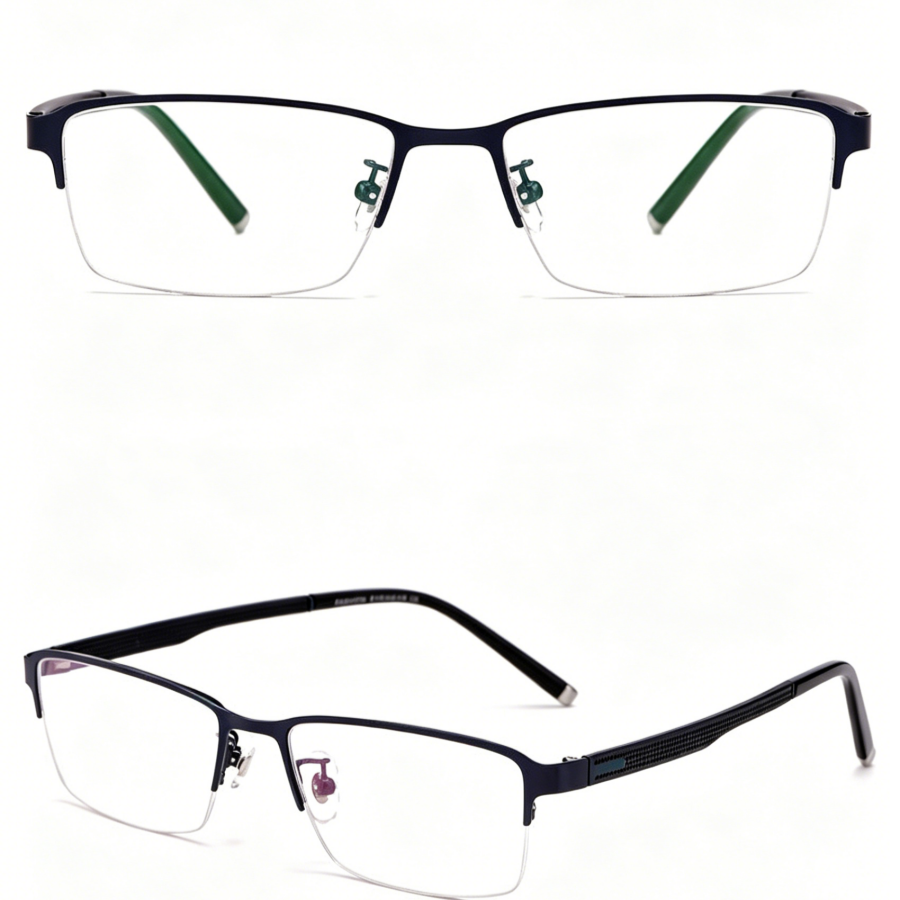 Men 12g Ultra Light Half Rim TR Alloy Optical Frame, Rx Ready