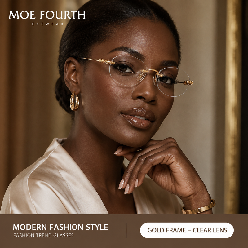 Prescription Women’s Eyeglasses | Ultralight Rimless Pure Titanium Frame with Gradient Lenses