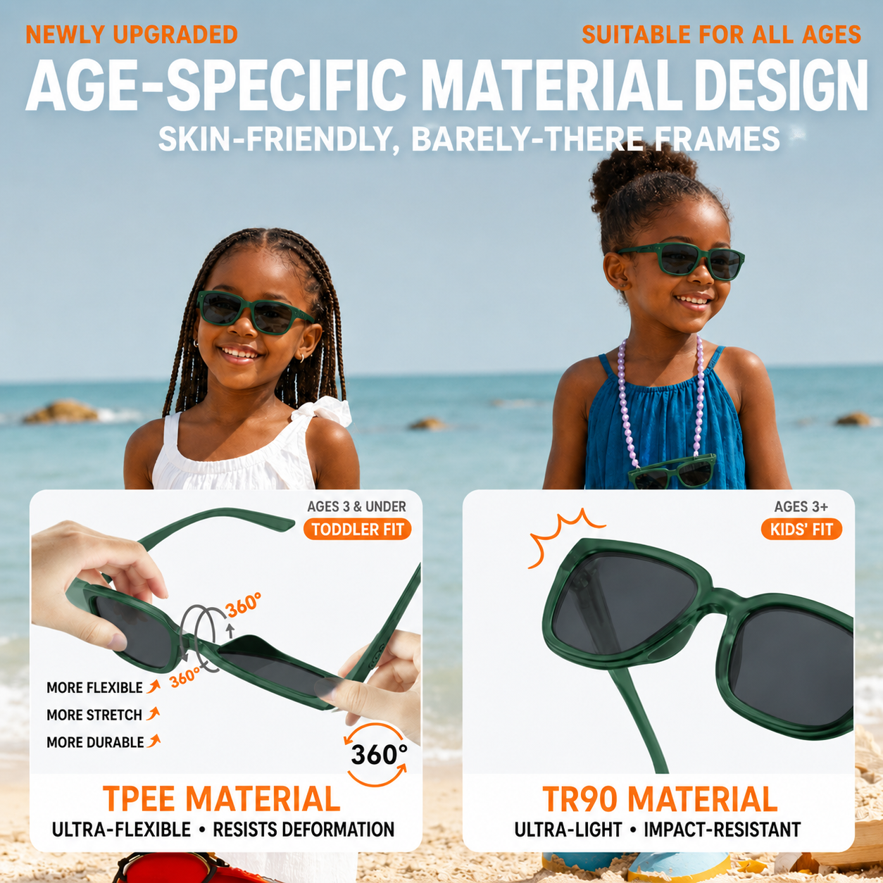 Kids Sunglasses, UV400 Lightweight for 0-12 Years Old