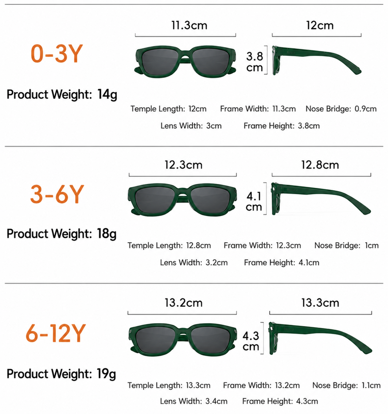 Kids Sunglasses, UV400 Lightweight for 0-12 Years Old