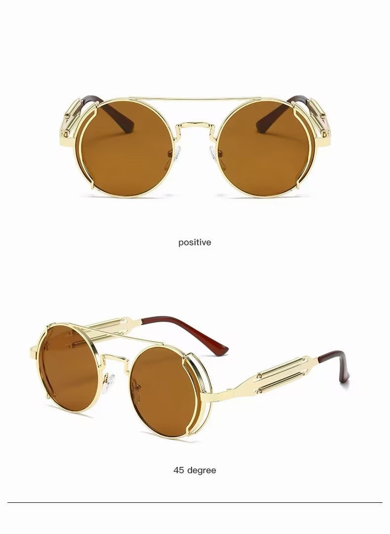 Sunglasses | Steampunk Double Bridge Round Metal, 13 Color Option
