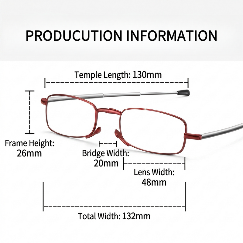 Foldable Anti Blue Light Prescription Reading Glasses with Magnetic Case