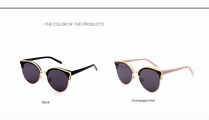 Women’s Sunglasses｜Cat Eye Half Rim Gold Metal Shades