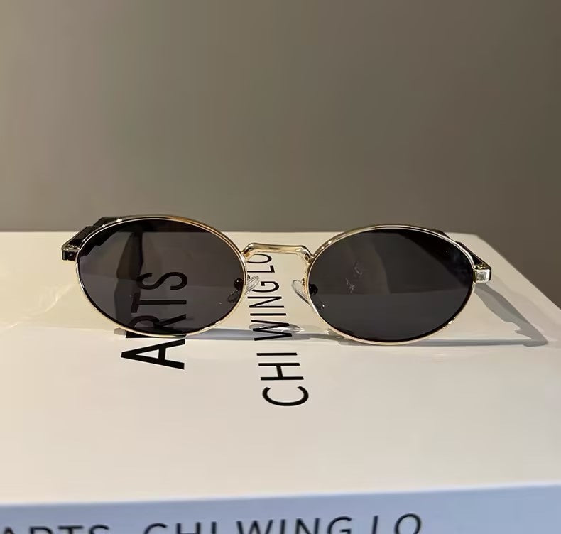 Sunglasses, Vintage Oval Metal Frame Shades