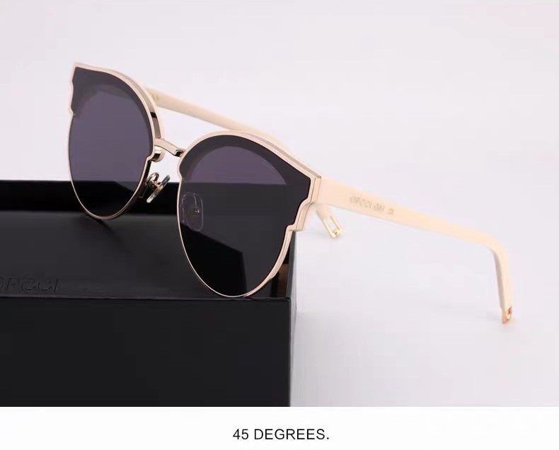 Women’s Sunglasses｜Cat Eye Half Rim Gold Metal Shades