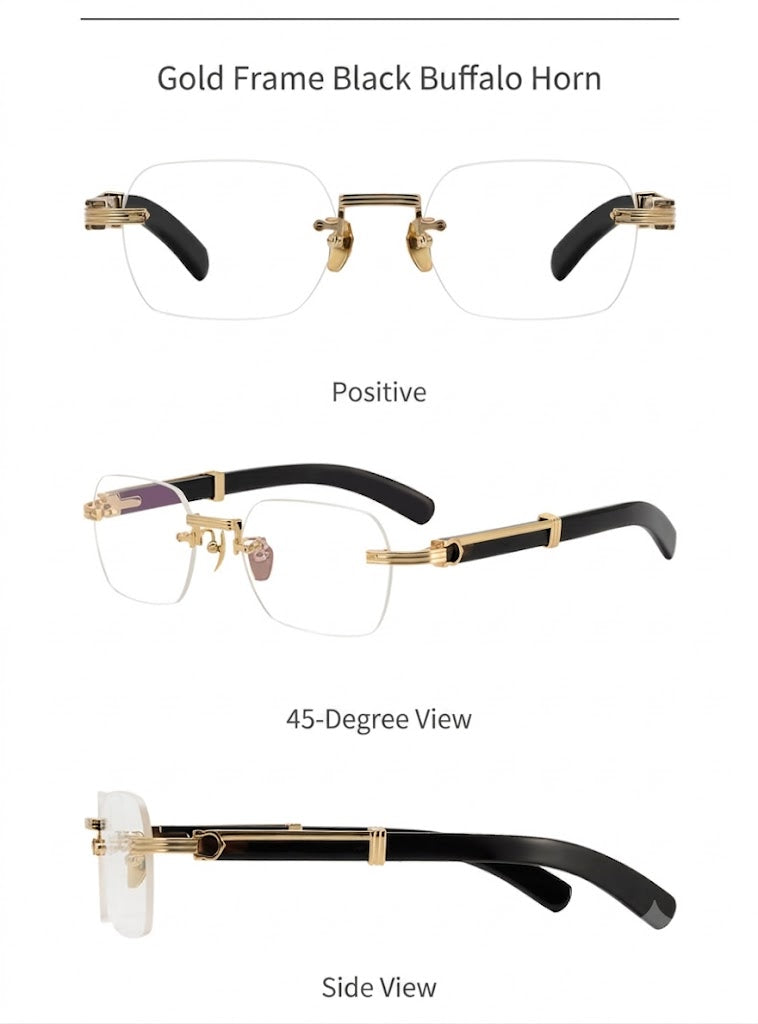 Prescription Glasses | Rimless Buffalo Horn Business Frame