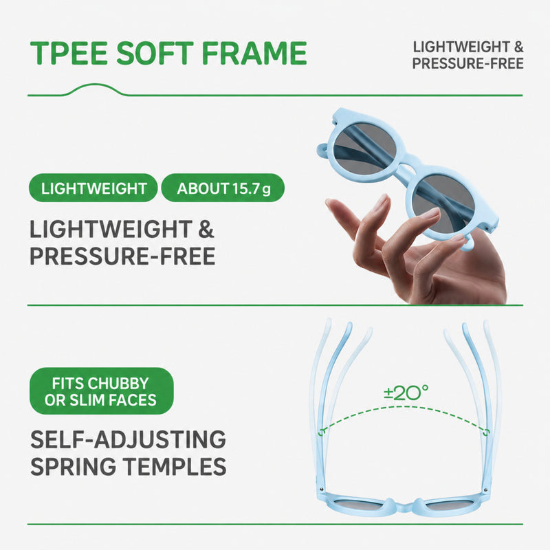 Kids Sunglasses, Photochromic UV400 Soft Protective Frame