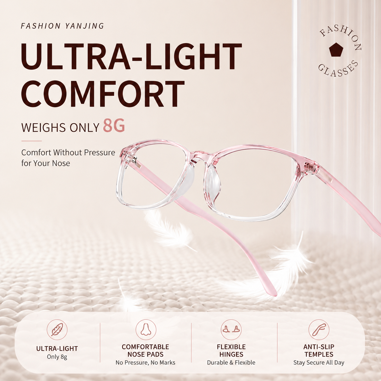 Prescription Reading Glasses, Clear Blue Light Blocking Frame