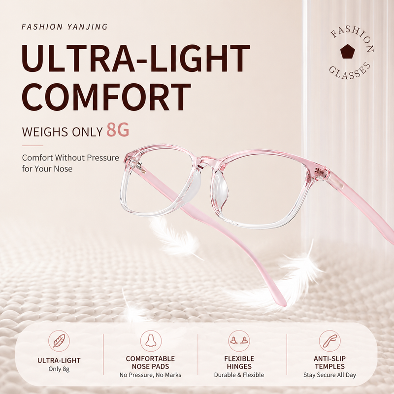 Prescription Reading Glasses, Clear Blue Light Blocking Frame